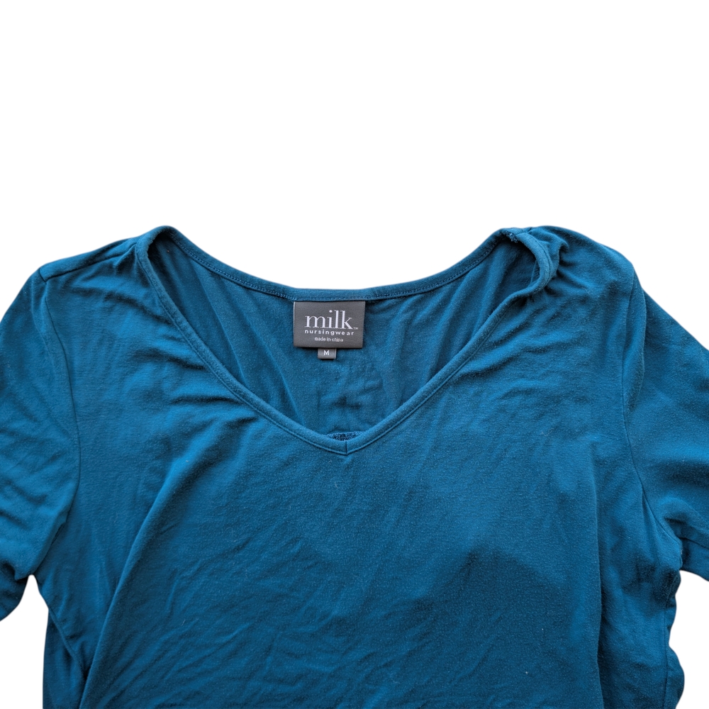 Milk Nursingwear Top Shirt Womens Medium Blue Long Sleeve‎ Soft Jersey Knit - Picture 3 of 6